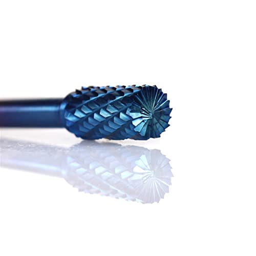 6x10mm волфрам карбид ротари бурс супер нано сино обложена ротирачка датотека со двојно сечење 1 парчиња