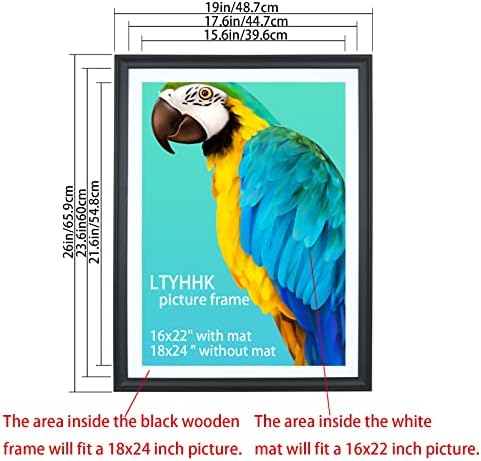 Ltyhhk 18x24 Во рамки за слики цврсто дрво, приказ на слика 16x22 во со мат или 18x24 во без мат, рамка за сликање со дијаманти 16x22 инчи црно