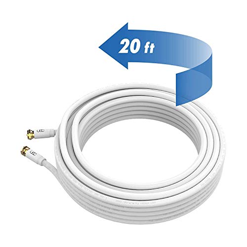 Ултра јасно кабли Коаксијален кабел 20ft - Трикратен заштитен кабел за кабел за кабел за коакции со коакции со конек со конек за