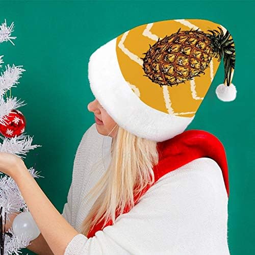 Божиќна Капа На Дедо Мраз, Божиќна Празнична Капа Со Златна Лента Од Ананас За Возрасни, Унисекс Удобни Божиќни Капи За Новогодишна