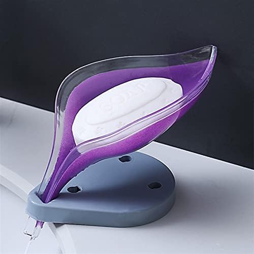 Коаус wallид монтиран сапун сапун решетка за сапун, сапун во форма на лисја, антискадна кутија за одвод во полици за сапун за сапуни за бања