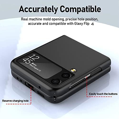 Случај KOIEJAIM За Samsung Galaxy Z Flip 4 5G 2022, Тенок Фит Лесен Мат Компјутер Телефон Случај За Galaxy Z Flip 4-Црно