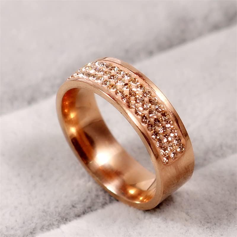 Koleso rose gold познат бренд циркон прстен 8мм половина круг три редови кристал 316L прстени за прсти за жени-66896