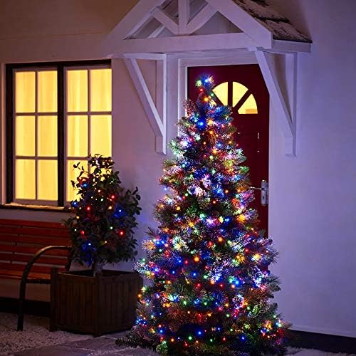 50 Божиќни мини светла сет - 12,3 ft / 3,7 m - 120V - повеќебојни светилки - кафеава жица - крај до крај - декор светла за