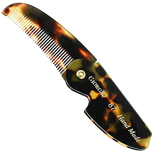 Giorgорџо G87 4,5 инчи преклопени мустаќи чешел и чешел од брада, мал џеб чешел за мажи секојдневно чешлање и нега на коса. Рачно изработен,