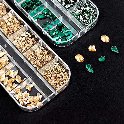 JanEdream 3 кутии нокти уметност Rhinestones 3D кристални скапоцени камења рамни камења за скапоцени камења накит комплет мешана форма диоманди