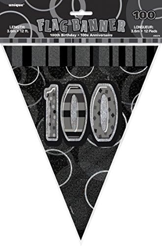 ЕДИНСТВЕНА ПАРТИЈА 55378 - 12фт Фолија Сјај Црна 100-ти Роденден Бантинг Знамиња