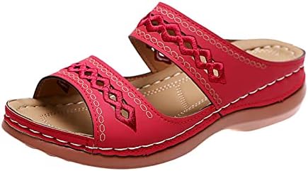 Сандали за дамки за жени облечени лето, клин -сандали за жени летни удобни ортотични сандали со чевли за поддршка на лак