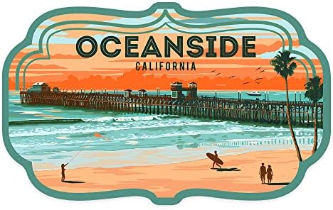 Die Cut налепница Океансајд, Калифорнија, Пјер, сликарски, налепница за винил со контура од 1 до 3 инчи, мала