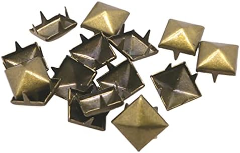 Подарок_Source 100pcs 9мм метални плоштади со четири вилица, пирамидални столпчиња квадратни панк-ривети за шилести точки за нокти
