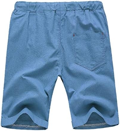 Шорцеви за мажи, f_gotal машка лежерна постелнина памучна цврста цртање еластична половината спортски панталони џогерски шорцеви џемпери