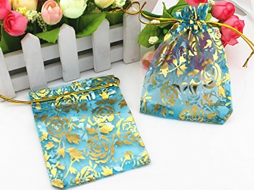 Qianhailizz 100 парчиња 3,5 x 4,7 инчи цвет срце срце органза накит торбичка торбичка за бонбони торбички за свадбени торби за свадба