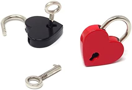 Honbay 2PCS мини loveубов со заклучување во форма на срце со клуч за кутија за накит, чанта, чанта, ранци, кабинет, богатство на градите, куфери,