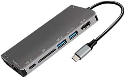 ZPLJ Со Голема Брзина 8 ВО 1 USB C Центар Мултипорт Адаптер Со Ethernet Порта 4K HDMI 2 USB 3.0 Порти 1080P VGA Pd Полнење 3.5 mm