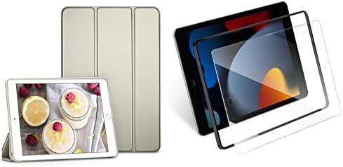 DTTO iPad 9/ 8/ 7 Генерација 10.2 Случај, Лесен Мек Tpu Назад За iPad 10.2 Инчи Со Калено Стакло Заштитник На Екранот &засилувач; Рамка За Усогласување,