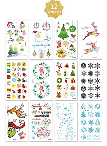Божиќни Привремени Тетоважи За Деца, 110 ПАРЧИЊА Детски Божиќни Привремени Тетоважи Со Мала Големина Играчки, Цртан Филм дедо Мраз снегулки