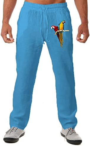 Машки карго панталони модни памучни постелнина џеб обична чипка на џемпери со џогерни панталони за панталони со панталони со молив