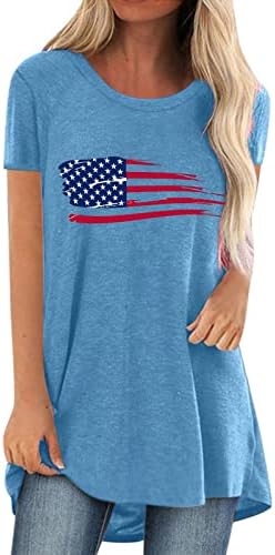 Патриотски кошули за жени американско знаме маица летни обични врвови со кратки ракави маички патриотски удобни лабави кошули врвни врвни