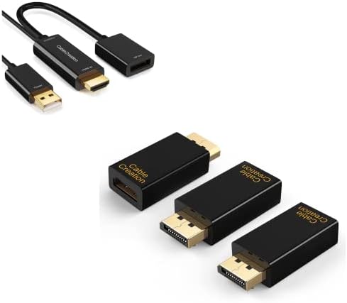 Пакет 2 артикли: CableCreation Displayport на HDMI адаптер со HDMI за прикажување на адаптер со USB моќност