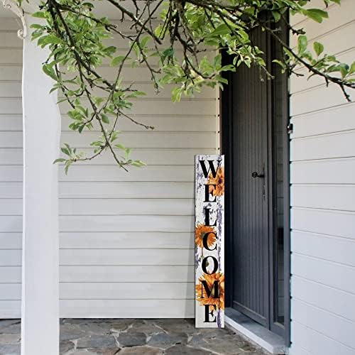 Сончоглед знак за добредојде за предниот трем летен дрвен вертикален знак за добредојде за внатрешен двор од влезната врата од влезната