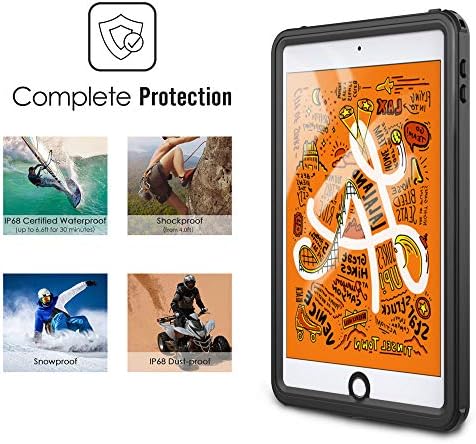 Moko Case Fit Нов iPad Mini 5 2019, водоотпорен случај со вграден заштитник на екранот, чист заштитен заштитен шок-апсорбирачки