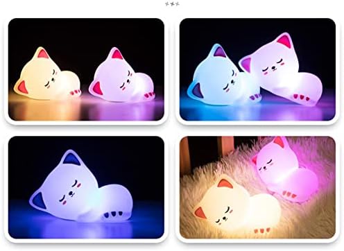 Силиконска симпатична ноќна светлина, USB-симпатична ламба за мачки за деца, со повеќе болни светла на ноќни светла за детска соба