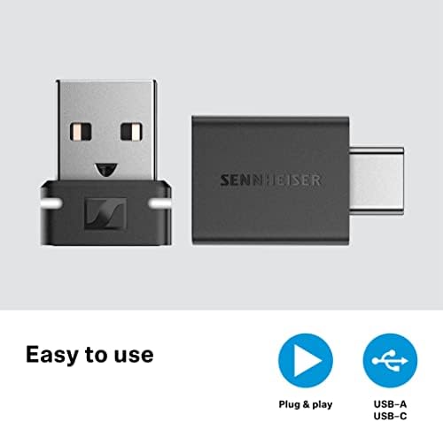 Sennheiser BTD 600 Bluetooth® Dongle-USB-A/USB-C Адаптер Со AptX Аудио Кодеци За Стабилен, Звук-Слушајте Музика, Остварувајте Повици И Гледајте