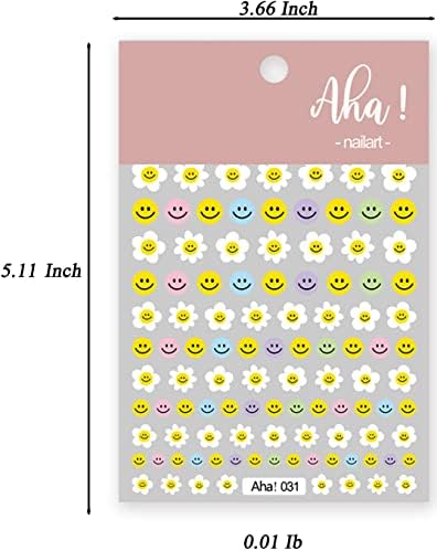 Цветни смешковци за нокти налепници за уметност Декларации симпатична насмевка цвеќиња лице налепница за уметност на нокти 3Д само