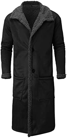 Ubst Fleece Long Cardigan Count за мажи, отворено предно копче Туника волна ровови палта меки зимска топла надворешна облека