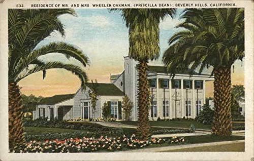Резиденција На Г-дин И Г-Ѓа Вилер Оукман Присила Дин Беверли Хилс, Оригинална Античка Разгледница Во Калифорнија
