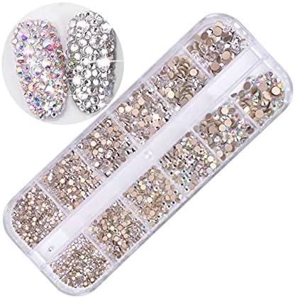 12 решетки/Поставете рамен бек АБ кристален нокти Rhinestones 3D сјај дијамантски нокти украси ГЕМС камења за дизајн на маникир -