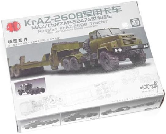 Нетефемин Пластика 1:72 Скала Руски KRAZ-260B Воен камион Неисправен модел на модел на симулација на возила за модел на приказ на собирање