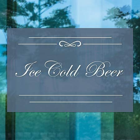 CGSignLab | Ледено ладно пиво -Класична морнарица Влечење на прозорецот | 30 x20