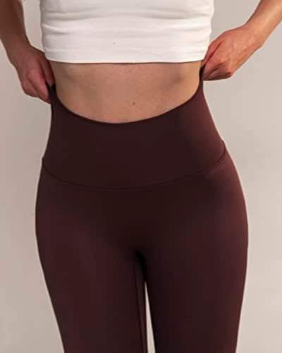 Vee високи половини панталони за јога - Controlенски хеланки со висока половината на стомакот - 4 начини на истегнување на јога хеланки