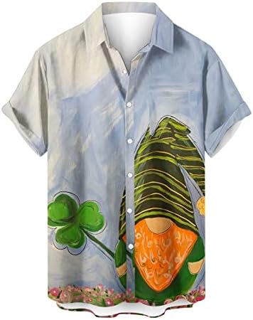 Кошула на Денот на Сент Патрикс за мажите со кошула зелена детелина печати маица со маица ирски празник хавајски блуза врвови
