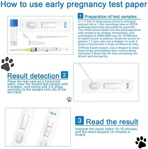 ПЕТ Дог за бременост Тест хартија, кучешки RLN комплет за рана бременост, едноставна работа за рано откривање на бременост