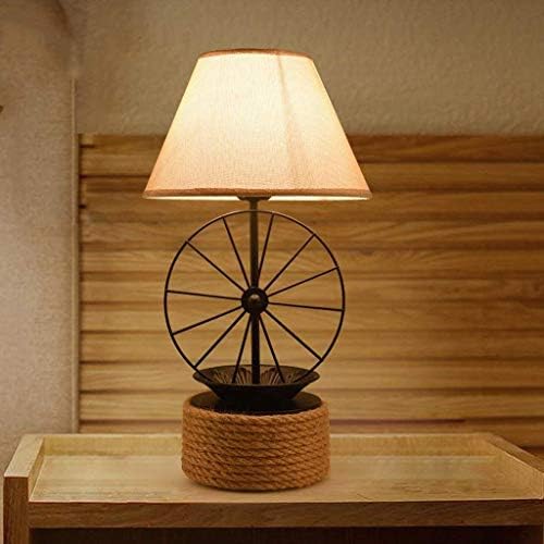 Ламба за маса на Атај, ламба за читање ламба гроздобер индустриски стил ковано железо ламба спална соба дневна соба студија за ламба коноп