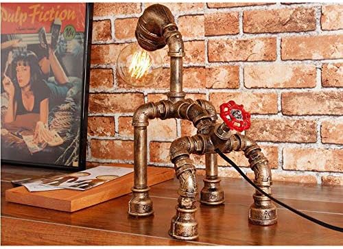 Sfridq Ретро индустриски стил Steampunk Desk Lamp Iron Robot Robot Pimbumber Table Table Vintage Antique Light, Retro West Lamp за биро