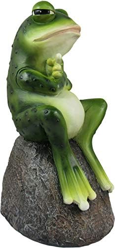 DWK - лош ден на Фроги - Симпатична затворена отворена флип од жаба на камен карпа со хоп -надвор од пораката Средна прсти фигура,