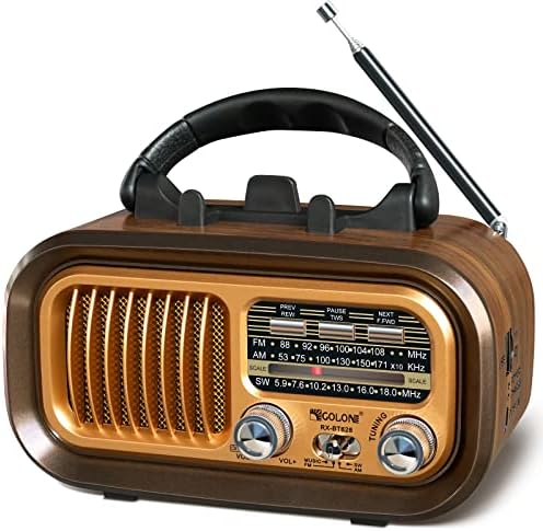 Мало ретро гроздобер радио со Bluetooth, преносен Transistor Radio Am FM SW со најдобар звук, одличен прием, поддршка TF картичка USB