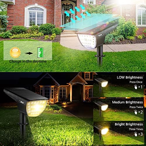 Jior Solar Pandassape STORKLIGHS Outdoor 32 LED IP65 водоотпорни соларни напојувани wallидни светла 2-во-1 прилагодливи светла за градинарски двор за патеки за патеки за пакет 4 пакувања 4 па?