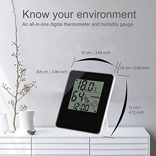 Часовник на бирото Miaohy со температурна влажност во затворен простор во просторијата Дигитален термометар хигрометар за електронска мерач