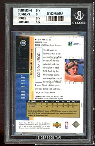 Dirk Nowitzki Rookie 1998-99 SPX конечен сјај 219 BGS 8.5