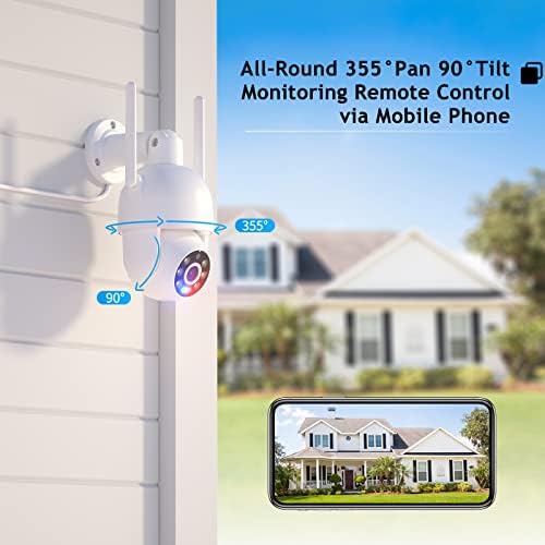 4K WiFi Security Camera, безжична камера 8MP PAN TILT WETHERPROOF 24/7 снимање автоматско следење на автоматско следење на бојата