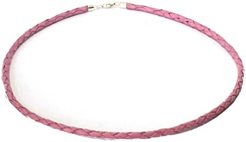Грчки занаети 3мм светло розово плетенка од кожен кабел ѓердан за мажи со жени со 925 Стерлинг сребрен затворач Должина на избор