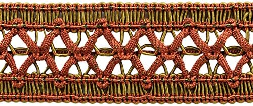 1 1/2 Колекција на благородници Широка гроздобер Gimp Brail Trim Rust Medley Multicolor #07H 14 јарди