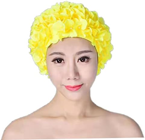 Womenените пливаат капаче цвеќе за пливање капаче за дишење цветна пливање капа модерно капаче за пливање за жени жолт цвет пливање