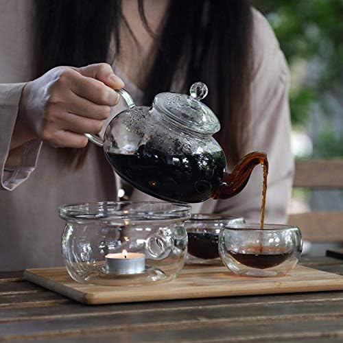 Cnglass 20.3oz стаклена чајник со стаклен чај потопол и 100 ml стакло