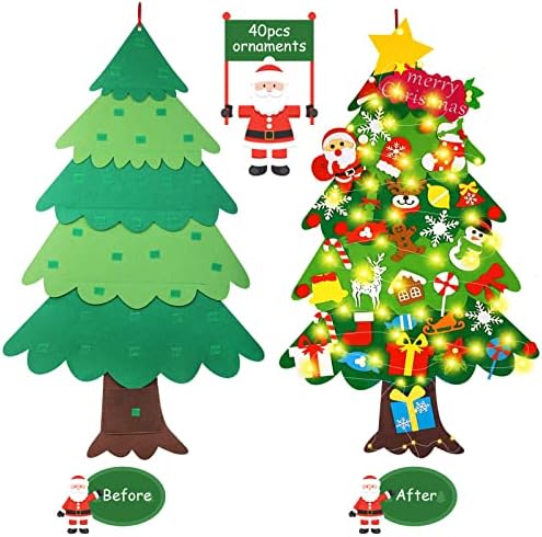 DIY се чувствуваше новогодишна елка за деца wallид со светла, 3,6 метри се чувствуваат елкини поставени со 40 парчиња украси за деца
