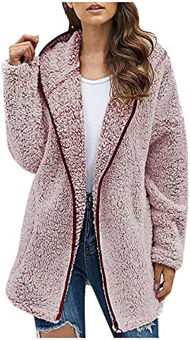 Зимски зимски палто, наметка Зимски палта женски худи долги ракави ладно руно удобно качулка цврста загреана лаптоп